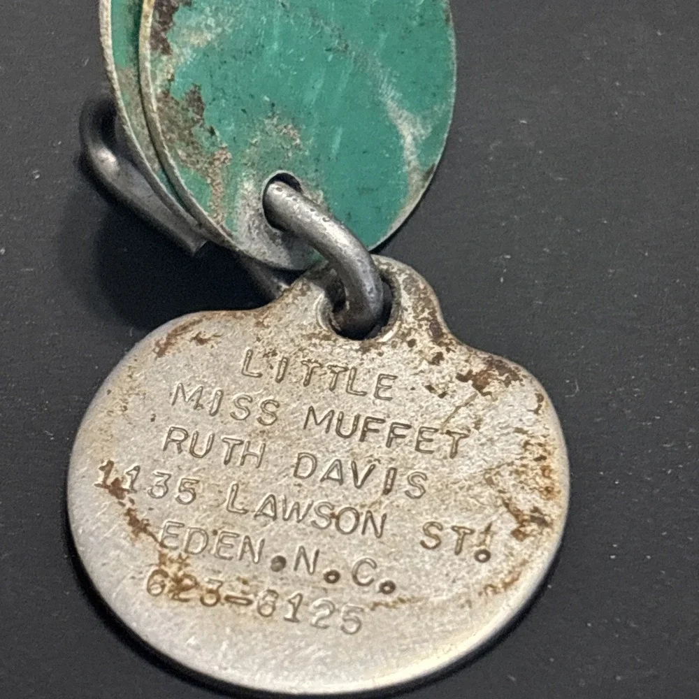 Vintage Dog Tags Lot of 5 AKC Rabies Vaccination Pet ID Eden NC Milk Bone